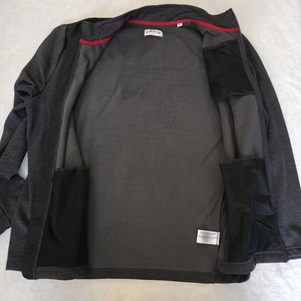 Orvis Classic Collection Fleece Lined Full Zip Dark Gray Jacket Sz Mens XXL‎
